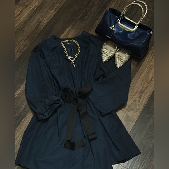 Simply Vera Vera Wang Blue Trench Coat with Bow Detail COAT ONLY! - Picture 1 of 8